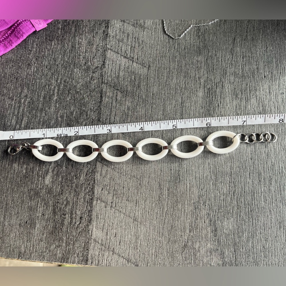 White Oval Link Chain ceramic bracelet
